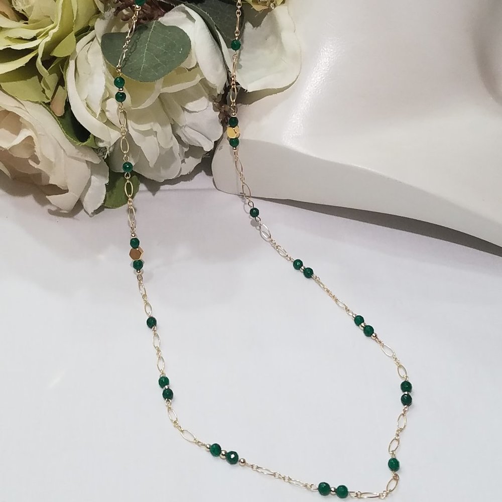 Natural Green Jade  AAA Quality 32" Necklace